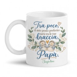 Tazza mug 11oz annuncio gravidanza, in arrivo tra le tue braccia, personalizzabile con nome o soprannome bimbo!
