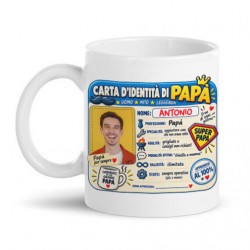 Tazza mug 11oz Carta di identità divertente del Papà, personalizzata con nome! Festa del papà!