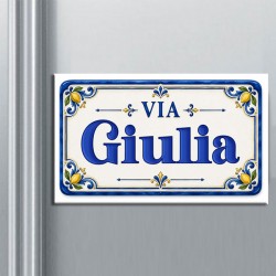 Calamita magnete rettangolare con stampa design Via targa personalizzata, personalizzabile con nome!